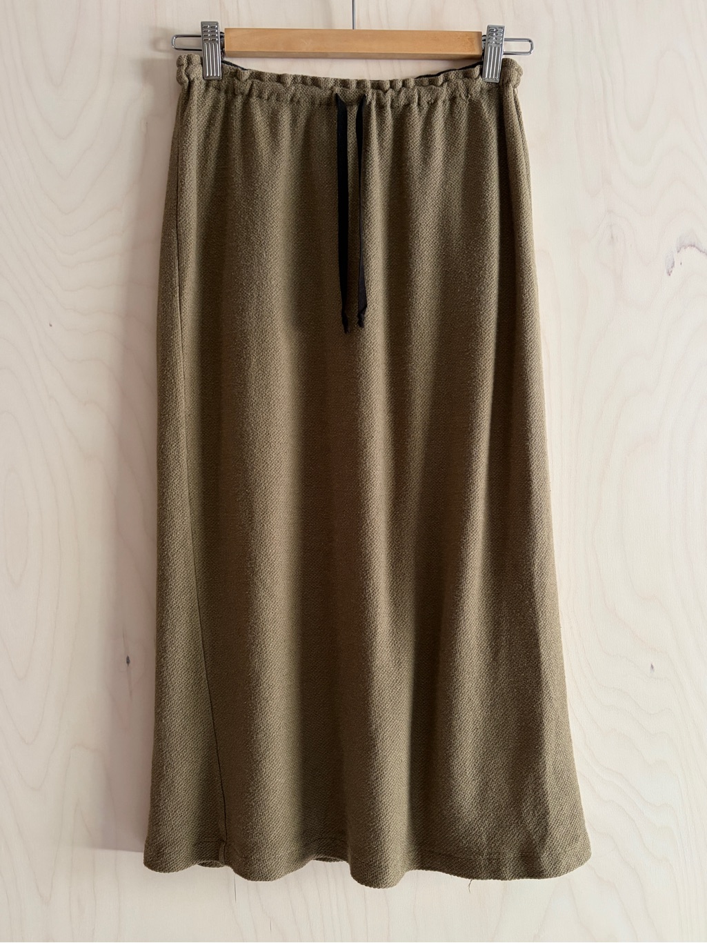Y's By Yohji Yamamoto Olive Drawstring Midi Skirt